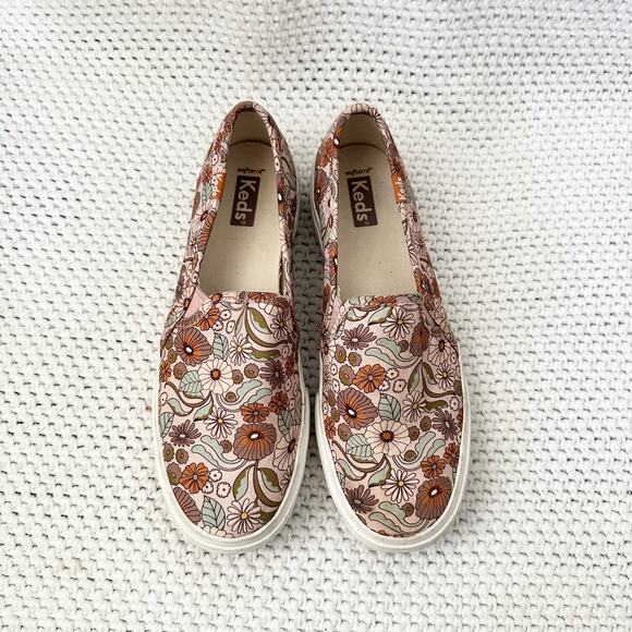 Keds Blush Pink Groovy Floral Print Double Decker Slip On Sneakers Talbots 7.5 - Picture 6 of 9